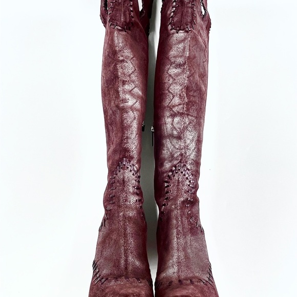 Donald Pliner Tall Red Western Pointer Boots Size 7 - Picture 3 of 8